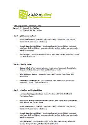 menu