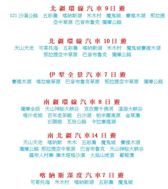tableofxinjiangroute